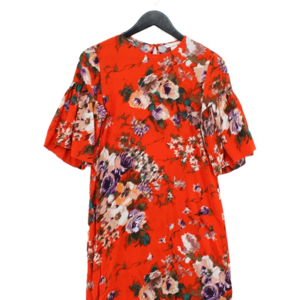 Divided Red Floral Dress with Purple Accents